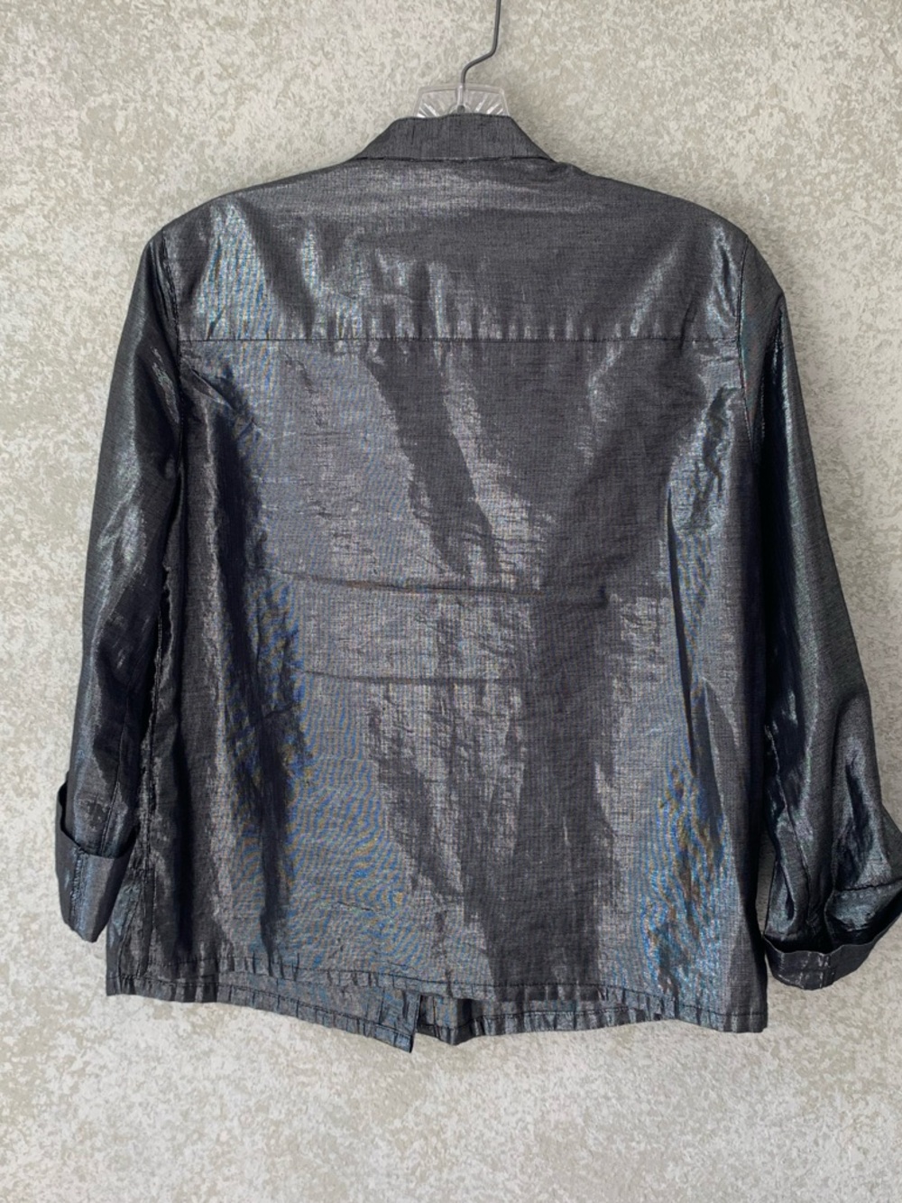 Ruby Rd. Metallic Charcoal Button-Up Shirt Jacket Size 6 - Picture 3 of 9